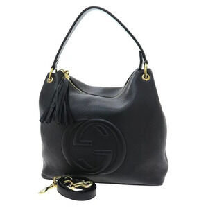 Gucci Soho Hobo bag embossed GG logo tassel Black